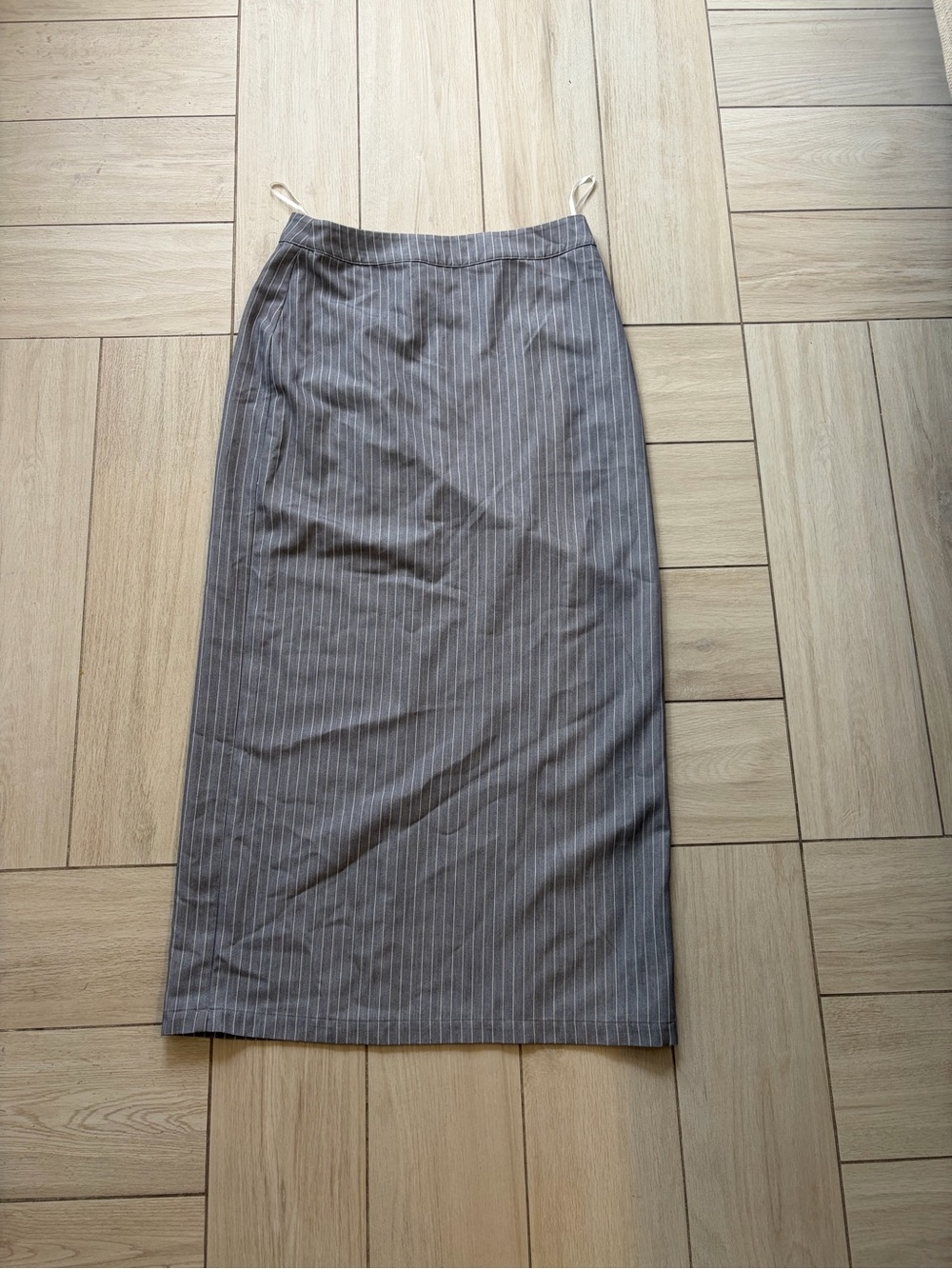 Women's Gray Pinstripe Midi Skirt